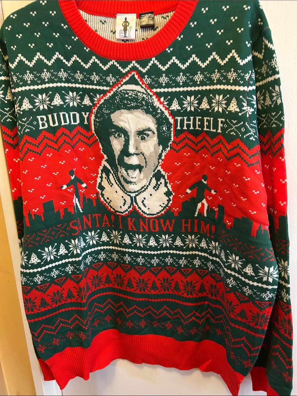 ELF Green and Red Buddy the Elf Crewneck Sweater